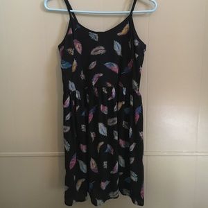 Cute Black Dress with Colorful Feathers
